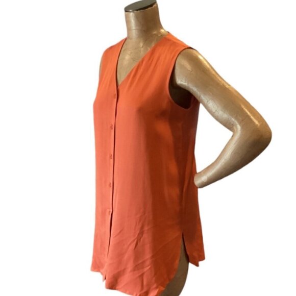 Ann Taylor Silk Sleeveless Top Sz M Rust/Burnt Orange Longline Tunic #243Q - Picture 4 of 8